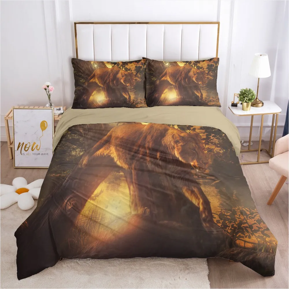 

3D Lion Bedding Set Camel Quilt Covers Pillow Case Duvet Cover Sets Bedclothes Bed Linens Queen Double Size Home Textile