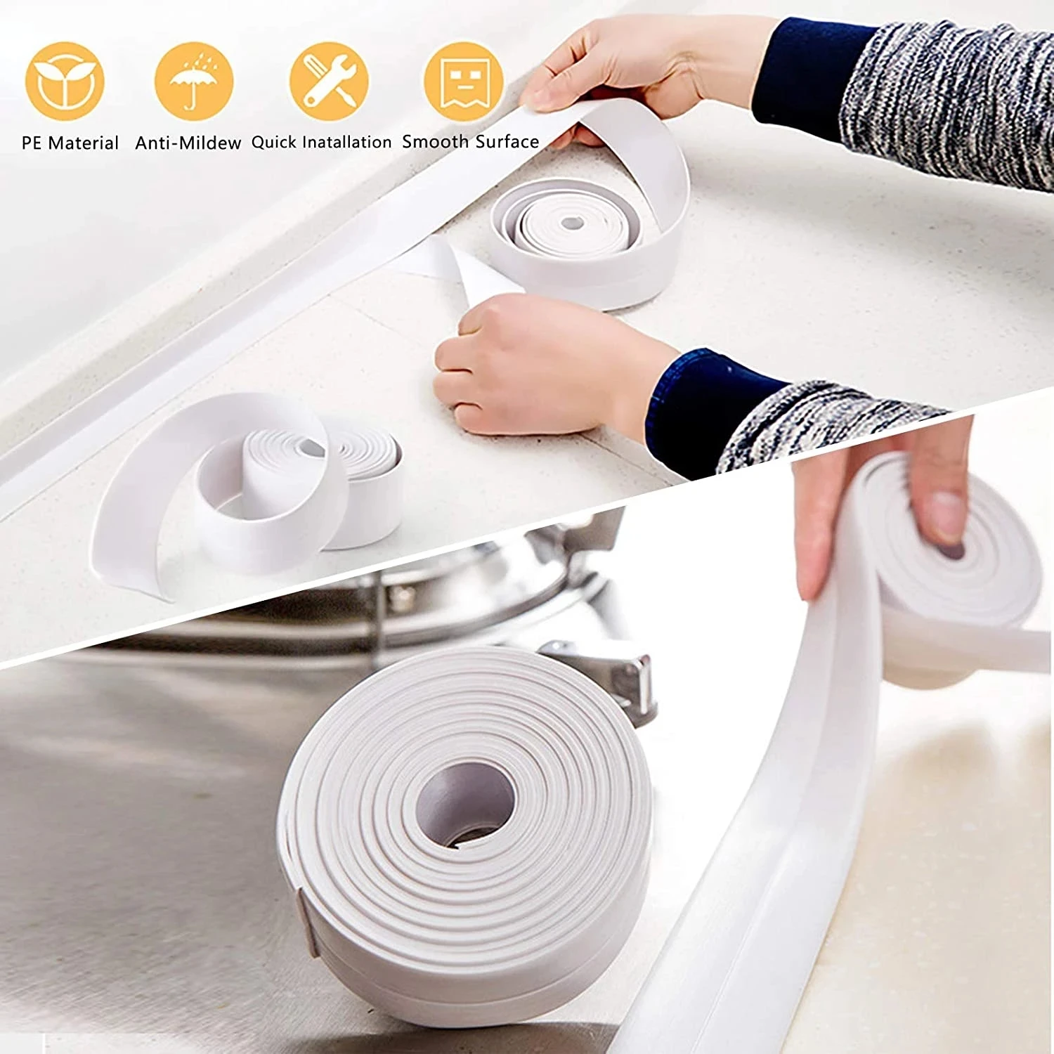 2021 Bathroom Shower Sink Bath Sealing Strip Tape White PVC Self adhesive Waterproof Wall Sticker for Bathroom Kitchen