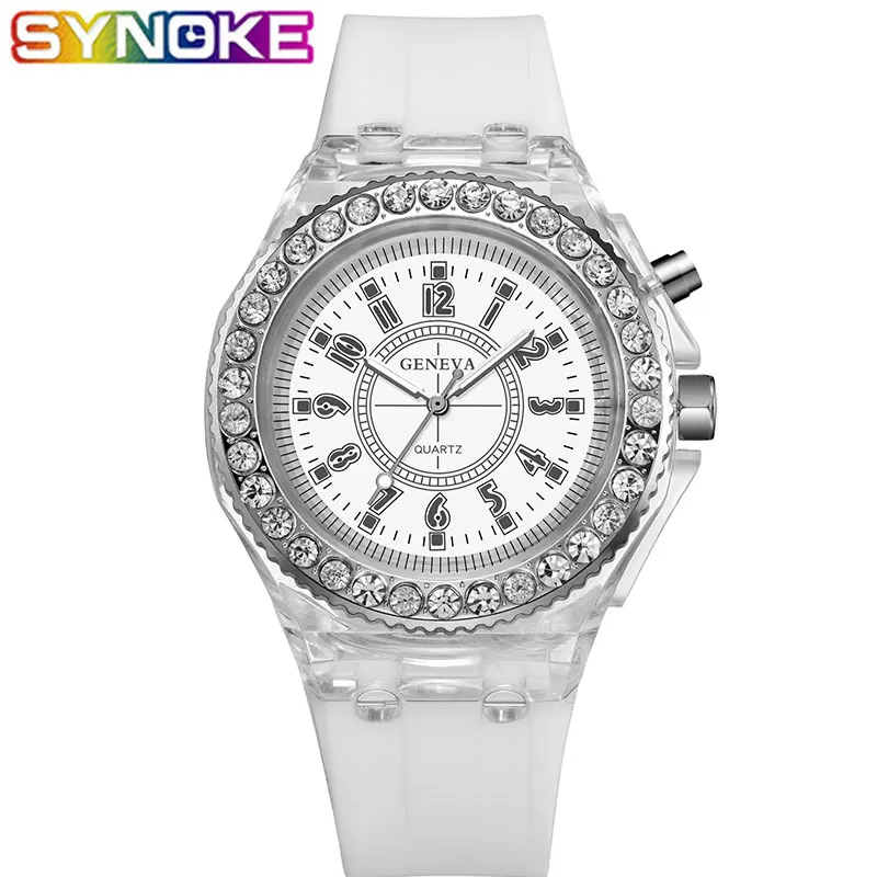 

SYNOKE Women Quartz Watches Rhinestone Colorful Light Source Students Birthday Gifts Causal Children Wrist Watches for Children