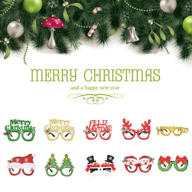 Christmas Party Glasses Santa Snowman Adult Kids Gift Favors Xmas Tree Decor Toy 