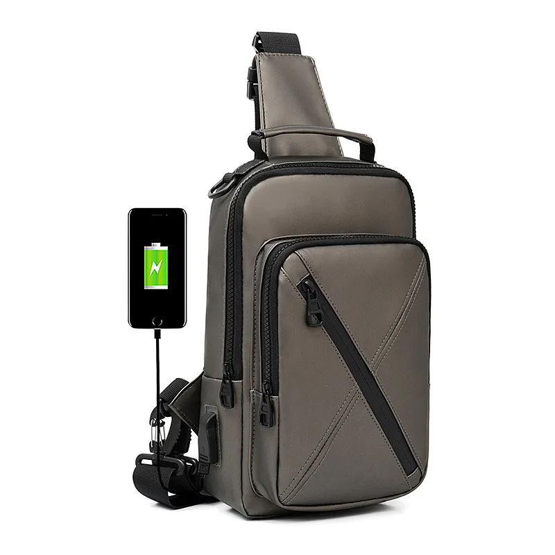 

New Style Men's Chest Pack USB Charging Backpack Nylon Anti-Spillage Travel Small Backpack Shoulder Chest Bag Large Capacity