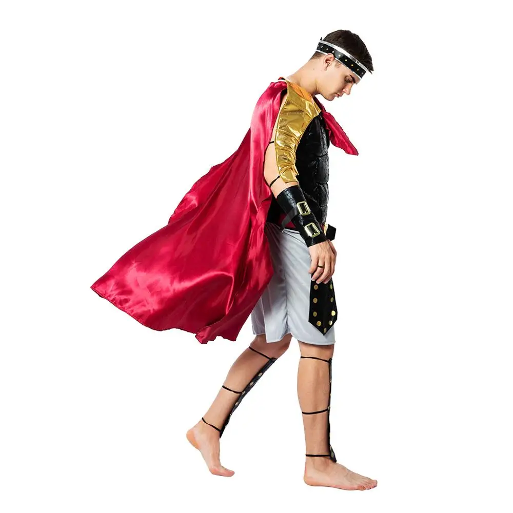 Eraspooky Medieval Roman Royal Knight Warrior Cosplay Halloween Costume For Men Adult Carnival European Gladiators Soldier Cloak cosplay costume