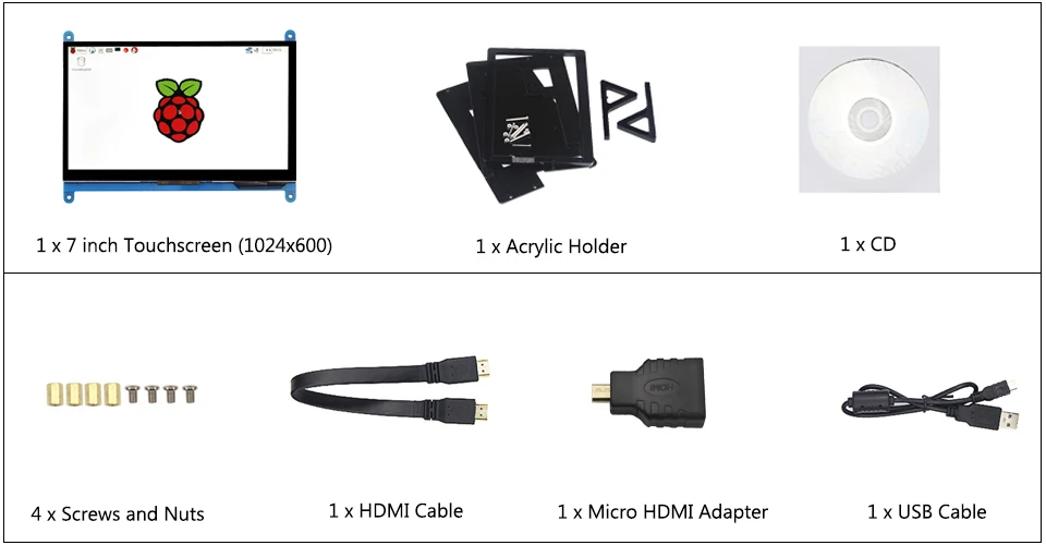 7 дюймов Raspberry Pi 4 Модель B 3B Plus ЖК-дисплей сенсорный экран 1024*600 800*480 HDMI TFT+ держатель для Nvidia Jetson Nano PC