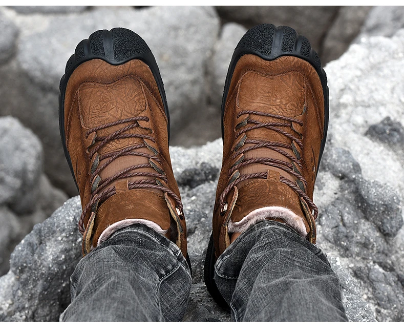 Мужские тактические ботинки золотистого цвета из натуральной кожи; зимние кроссовки из мягкой резины; Уличная обувь для горного туризма; мужские сапоги охотничьи