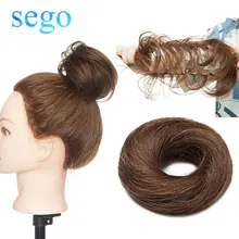 Sego-Chignon cheveux humains européens non-remy pour bande de caoutchouc, 6 couleurs naturelles, 23g, noir, brun, couleur Pure, cheveux 100% naturels