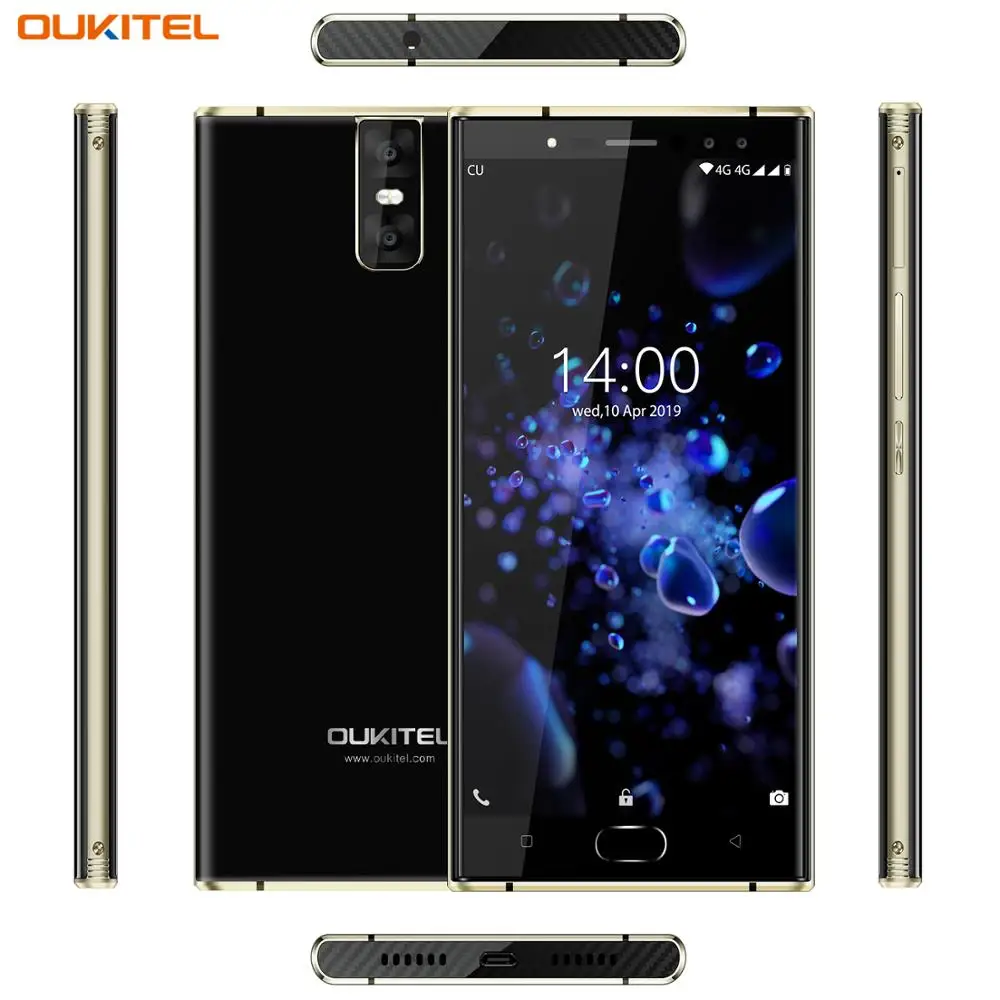 Oukitel K3 Pro Mobile Phone MT6763 Octa Core 4GB 64GB 5.5"Dual 2.5D Screen 6000mAh 4 Cameras 13MP+2MP 9V/2A Face ID Smartphone