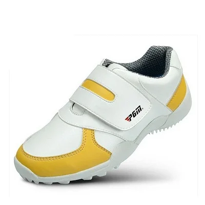 Pgm/детская обувь для гольфа для мальчиков; легкие удобные спортивные кроссовки; Крючки для девочек; кроссовки для гольфа; обувь; AA20176 - Цвет: Цвет: желтый