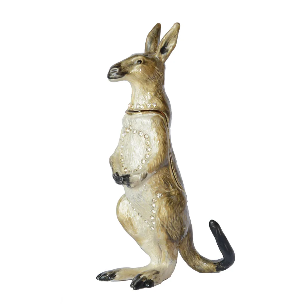 Kangaroo Trinket Box Animal Figurine Collectible Metal Statues Craft Novelty Gifts
