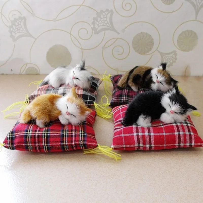 Simulation Mini Cat Cute Cloth Pad Plush Cats Children Birthday Gifts Creative Decoration Home Decor Supplies sleeping cats doll cat toy ornaments cat figurine decoration cat figurines miniature figurines