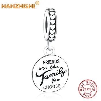 

Fit Original Fine Charm Bracelet Authentic S925 Sterling Silver Beads DIY Jewelry Friends Are Family Hanging Dangle Charms