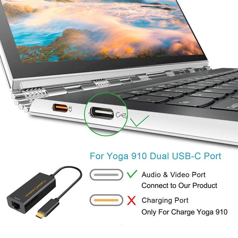 USB C к Ethernet, кабель типа C(Thunderbolt 3 совместимый) к RJ45 Gigabit cетевой адаптер LAN