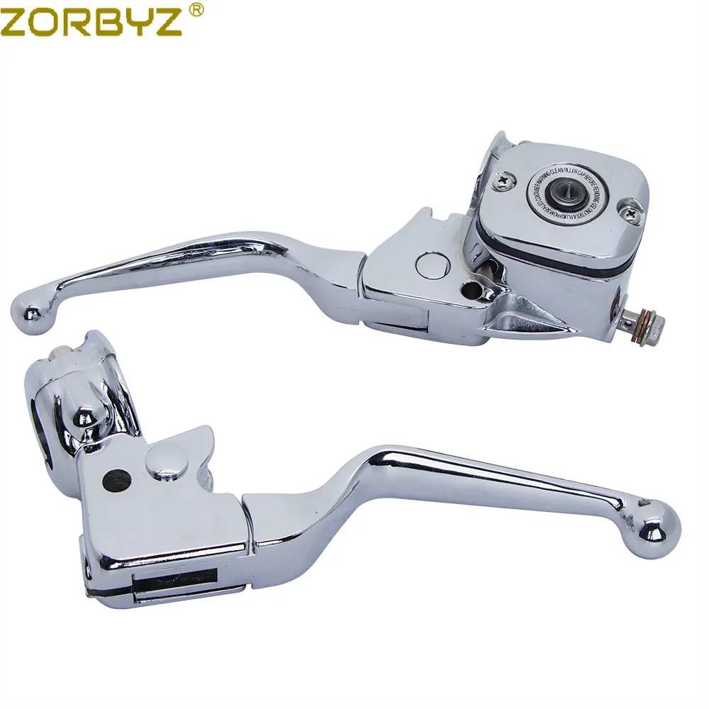 ZORBYZ 오토바이 크롬 브레이크 클러치 레버 펌프 마스터 실린더, 할리 소프테일 디럭스 로드 킹 팻 보이 브레이크아웃