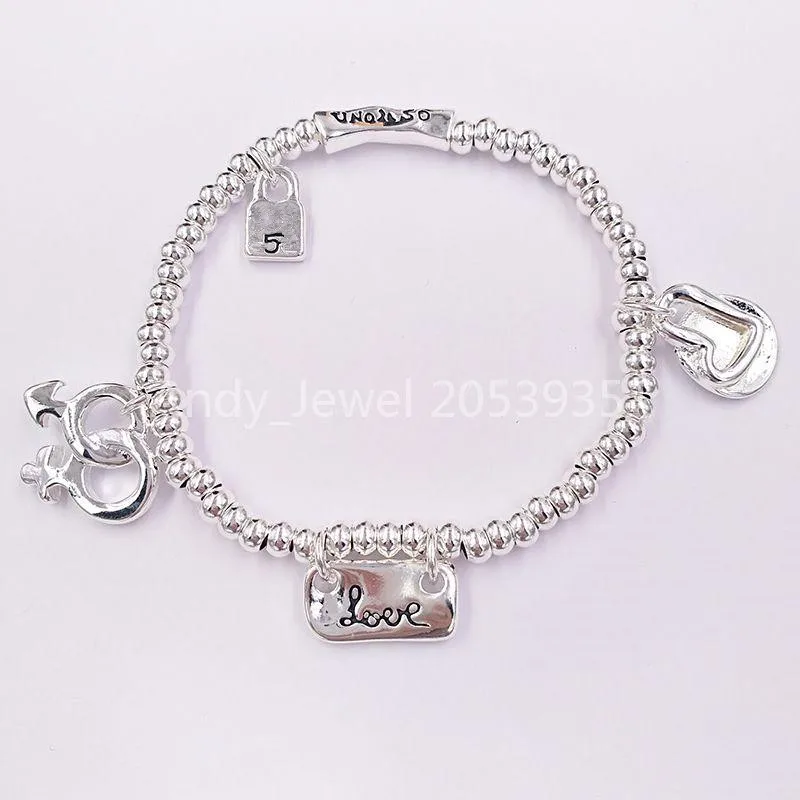 Authentic Bracelet ELASTIC LOVE Friendship Bracelets UNODE50 Plated Jewelry Fits European Style Gift PUL1802MCLMTL0M | Украшения и