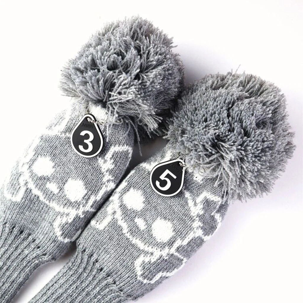 3pcs/set No.1 3 5 Golf Knitted Wood Head Cover Knitted Golf Driver Fairway Wood Headcovers Golf Club Protective Sleeve Sock