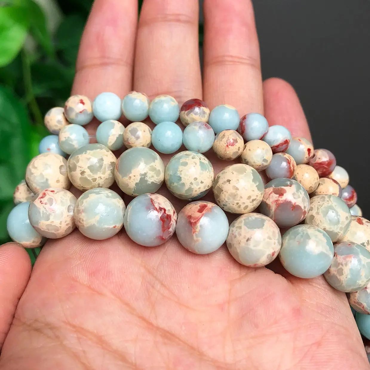 Natural Stone Blue Snakeskin Jaspers Beads ShouShan Stone Round