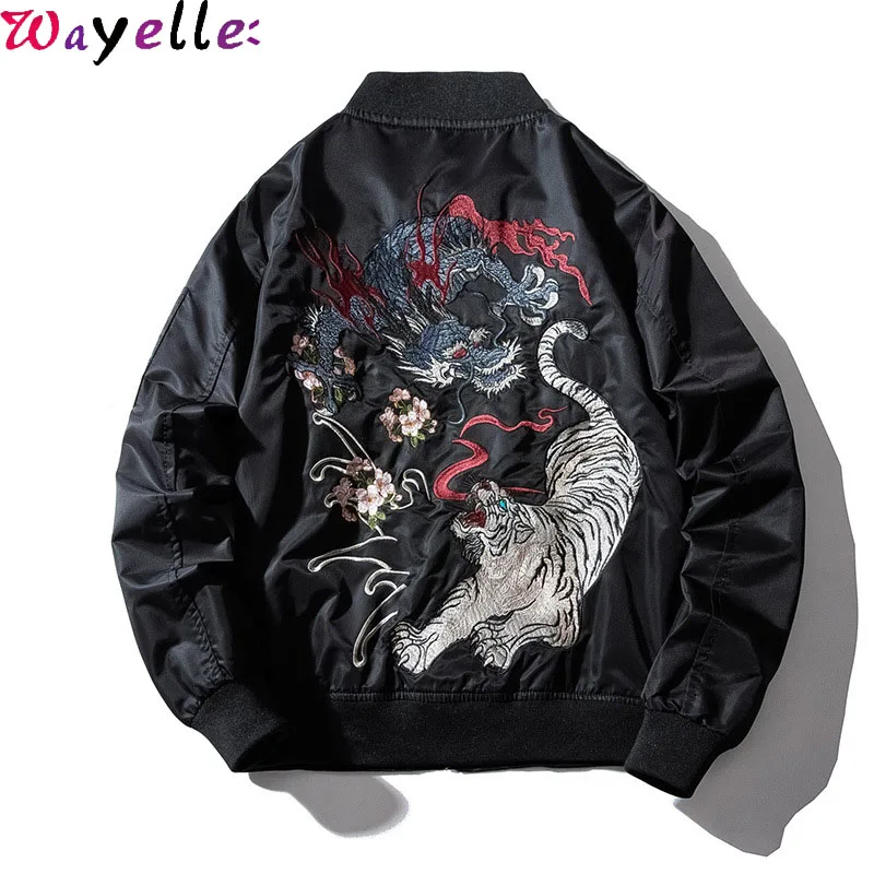 Borduurwerk Draak Bomber Jas 2019 Herfst Winter Nieuwe Vlucht Piloot Jas Mannen Hip Hop Baseball Jas Mannen Japanse Streetwear Borduurwerk Draak Bomber Jas 2019 Herfst Winter Nieuwe Vlucht Piloot Jas Mannen Hip Hop Baseball Jas Mannen Japanse Streetwear