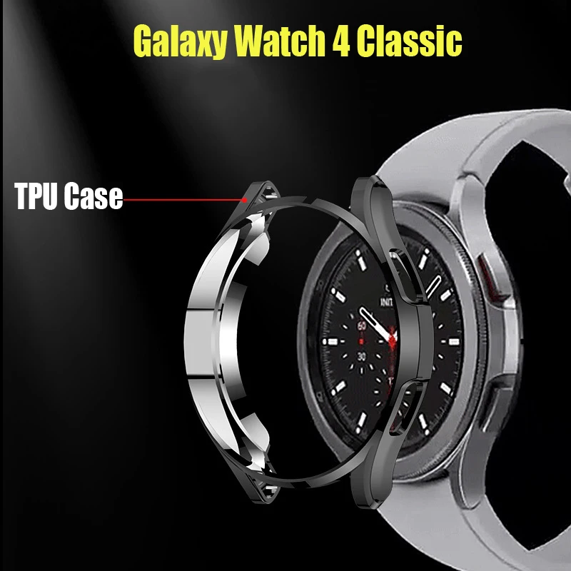 Case for Samsung Galaxy watch 4 classic 46mm 42mm TPU Plated all-around bumper cover Screen protector Galaxy watch 4 5 44mm 40mm