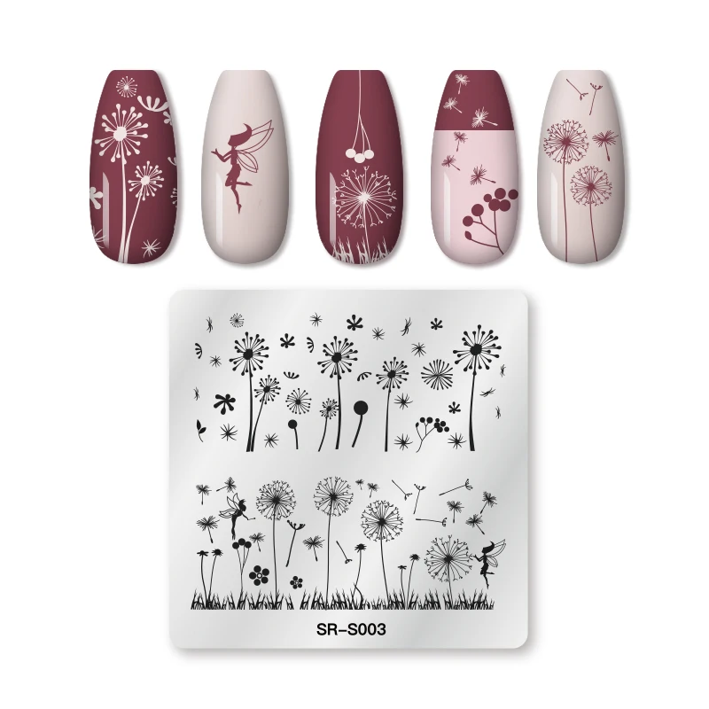 T-TIAO CLUB Natural Plant Nail Stamping Plates Flower Pattern Art Image Stamp Templates Stencil Accessories Tools | Красота и