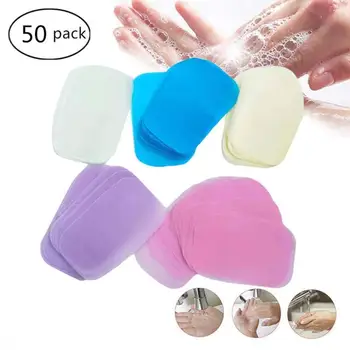 

50pcs/ 100pcs Portable Soap Paper Washing Hand Skin Care Soap Slice Sheets Travel Soap Disposable Anti Bactericidal Soaps