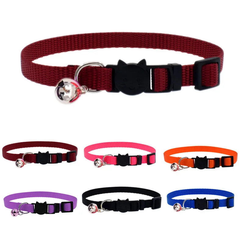 Cat Collar With Bell Safety Buckle Kitten Small Dogs Cats Adjustable Nylon Collars Pet Supplies E2S Cat Collar With Bell Safety Buckle Kitten Small Dogs Cats Adjustable Nylon Collars Pet Supplies E2S