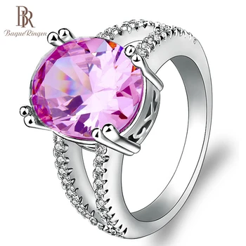 

Bague Ringen Top Quality Women Silver Ring Lady Finger Jewelry Engagement Ring With Oval Shape Gemstones Party Gift Size 6-10