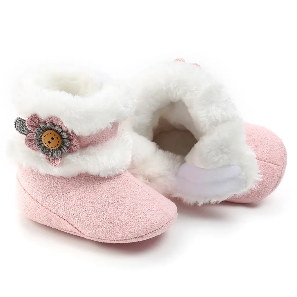 Ботинки для новорожденных девочек; обувь для маленьких мальчиков и девочек; Зимние теплые плюшевые детские туфли принцессы; Botas; розовые уличные Tenis Infantil