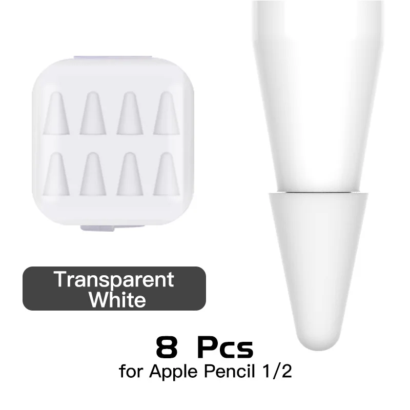 8Pcs White Cover 8 шт. Силиконовый колпачок для наконечника цветной чехол для планшета карандаш 1-й 2-й карандаш-Стилус наконечник крышки ручка для тачскрина защитный чехол - Цвета: 8Pcs White Cover