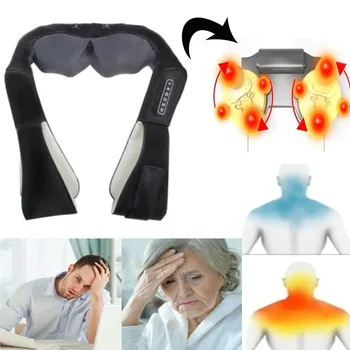 

4D Black Electric Massage Kneading Heating Infrared Therapy Shoulder Neck Back Waist Pain Relief Health Care