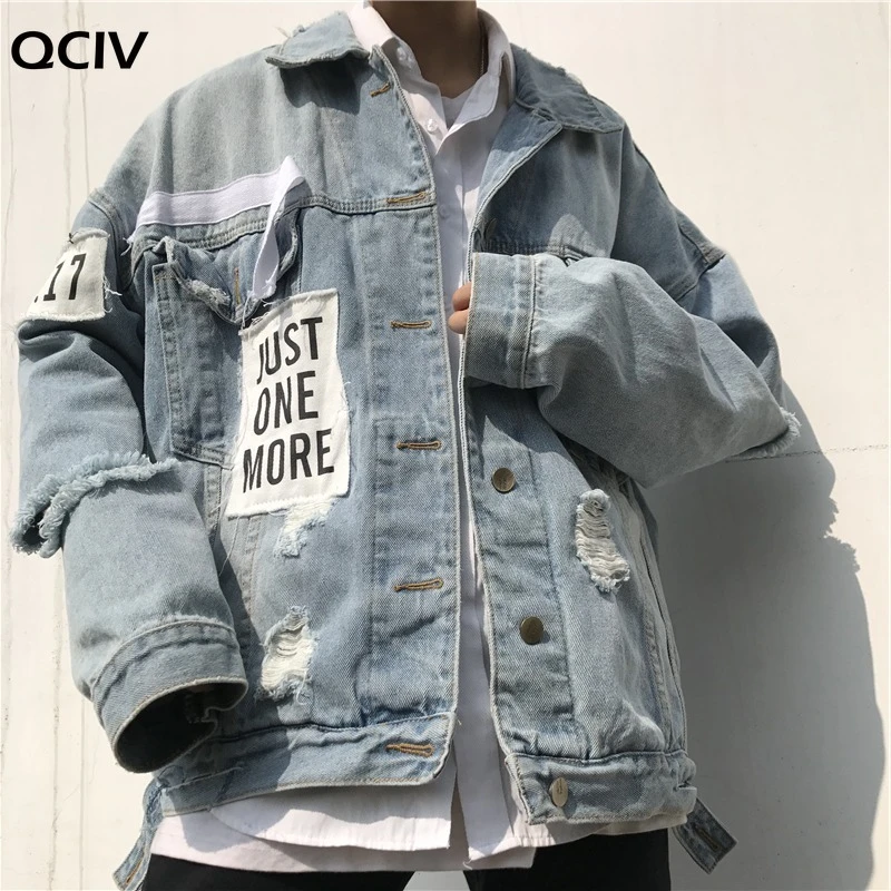 Chaqueta vaquera literaria para hombre, ropa para ropa bonita, estudiantes, rasgada, lavado de parches|Chaquetas| - AliExpress