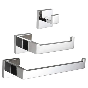 

3-Piece Bathroom Hardware Accessory Set Wall-Mounted Bathroom Hardware Kit-Bathrobe Hook Toilet Paper Holder Towel Ring