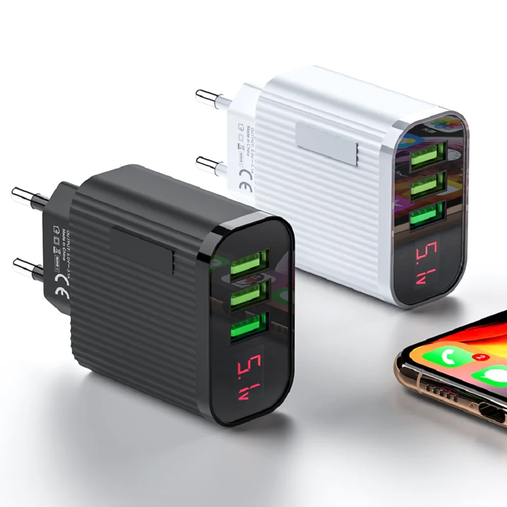 Kebidu светодиодный дисплей 3 порта USB зарядное устройство 3.1A Быстрая зарядка для iphone 7 8 samsung S10 Plus USB зарядное устройство адаптер EU US Plug