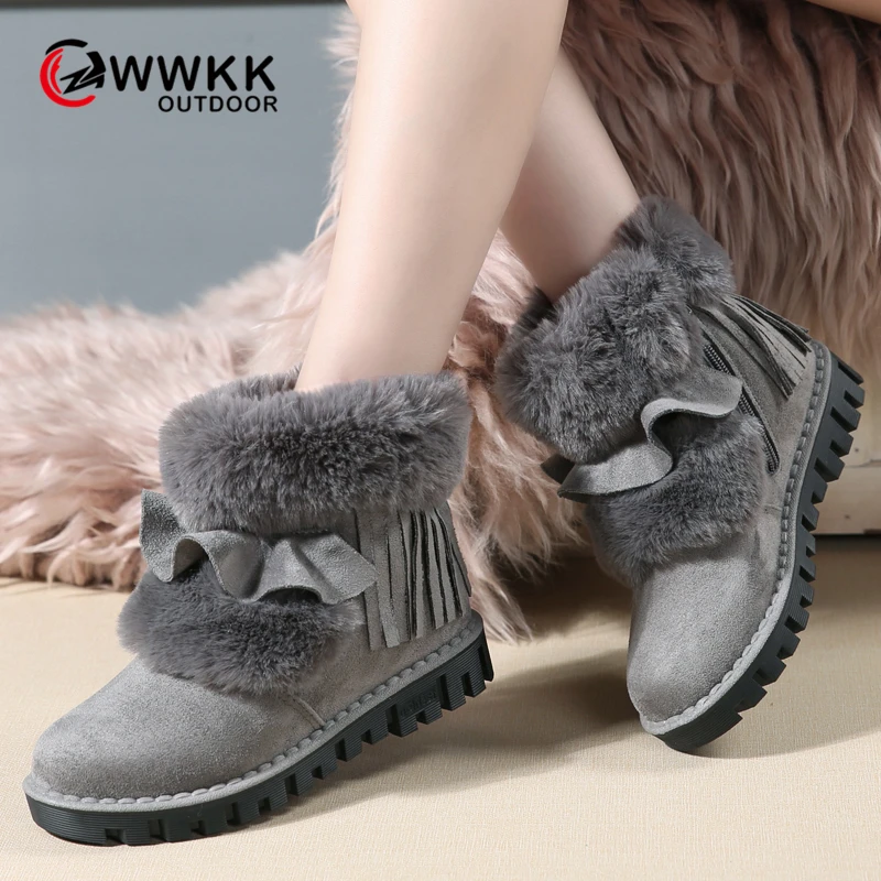 WWKK Bota Feminina/женские зимние ботинки; женские ботильоны на платформе; Уличная обувь; женские зимние ботинки; женская обувь; botas mujer