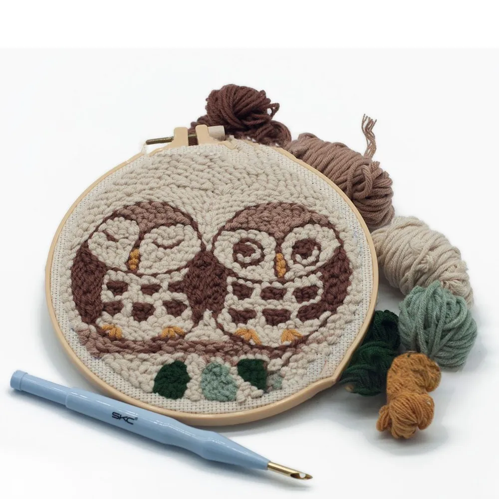 

DIY Handmade Embroidery Sewing Knitting Kit Owl Poke Embroidered Wool Set for Beginners Embroidery Material Package