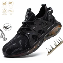 

Breathable Man Safety Shoes Steel Toe Indestructible Men Work Safety Boots Non-slip Anti-smashing for Male Fashion Sneakers