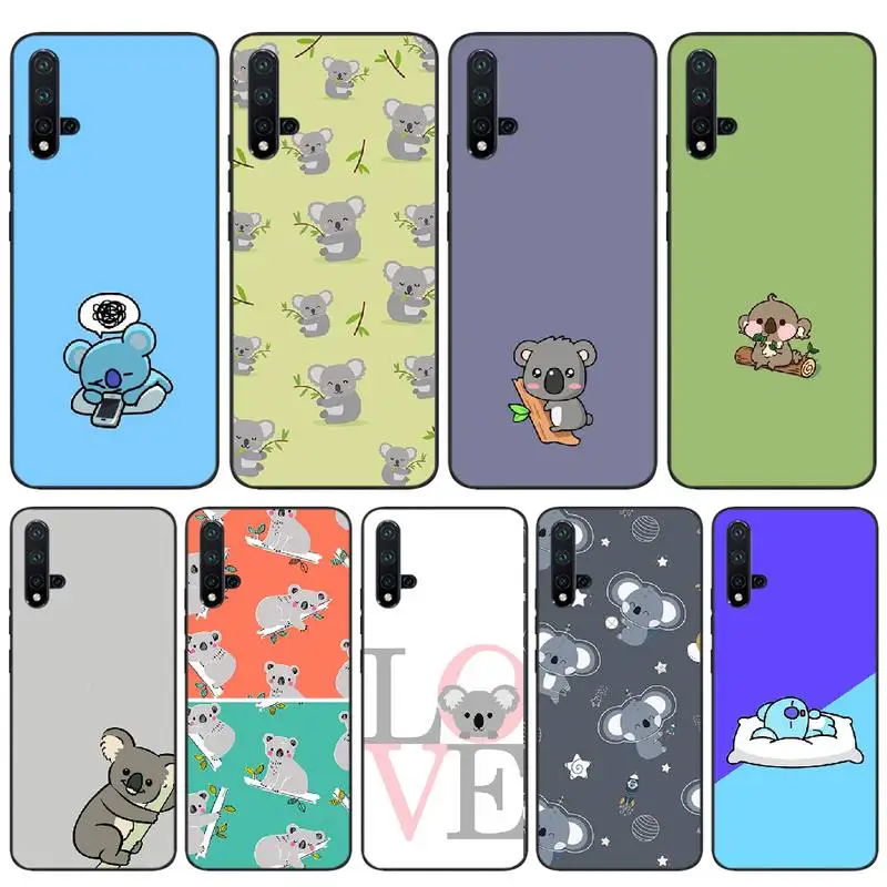 

ByLoving Cute koala animal Cover Black Soft Shell Phone Case For huawei nova 2 2i 2plus 2s 3i 3e 4 4e 5 5i pro case