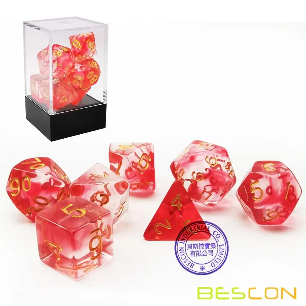 Bescon Crystal Blue 7-ПК разнообразные игральные кости набор, Bescon многогранные игральные кости набор Кристалл синий, румяна, трава, фиолетовый, черный, розовое облако - Цвет: Crystal Blush