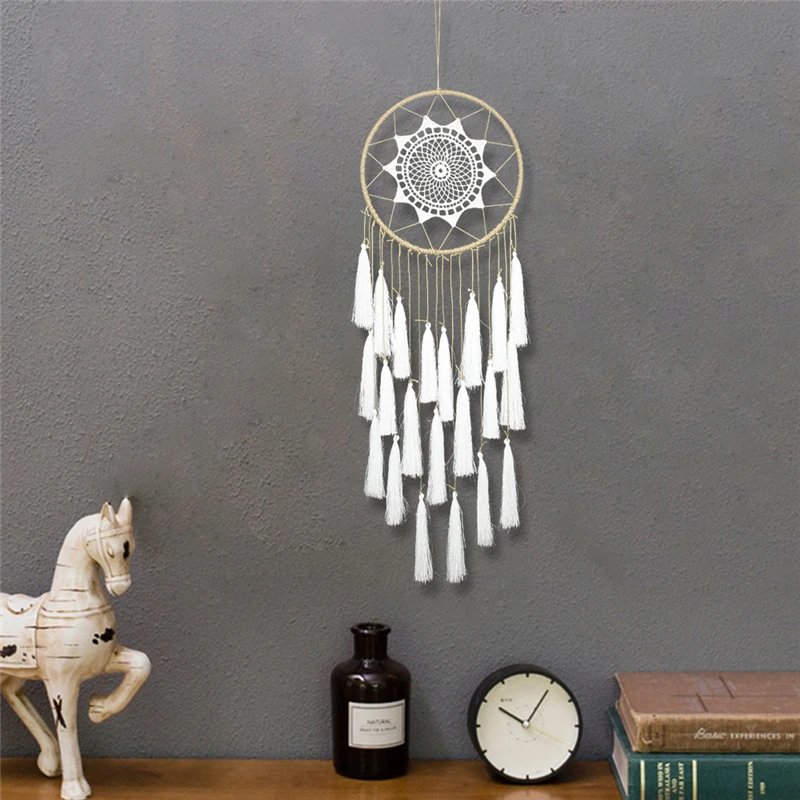 Traditional Tassels Fringed Hanging Dream Catchers DIY Home Decorations Wall Art 20cm Metal Ring Handmade Dreamcatchers MS7028