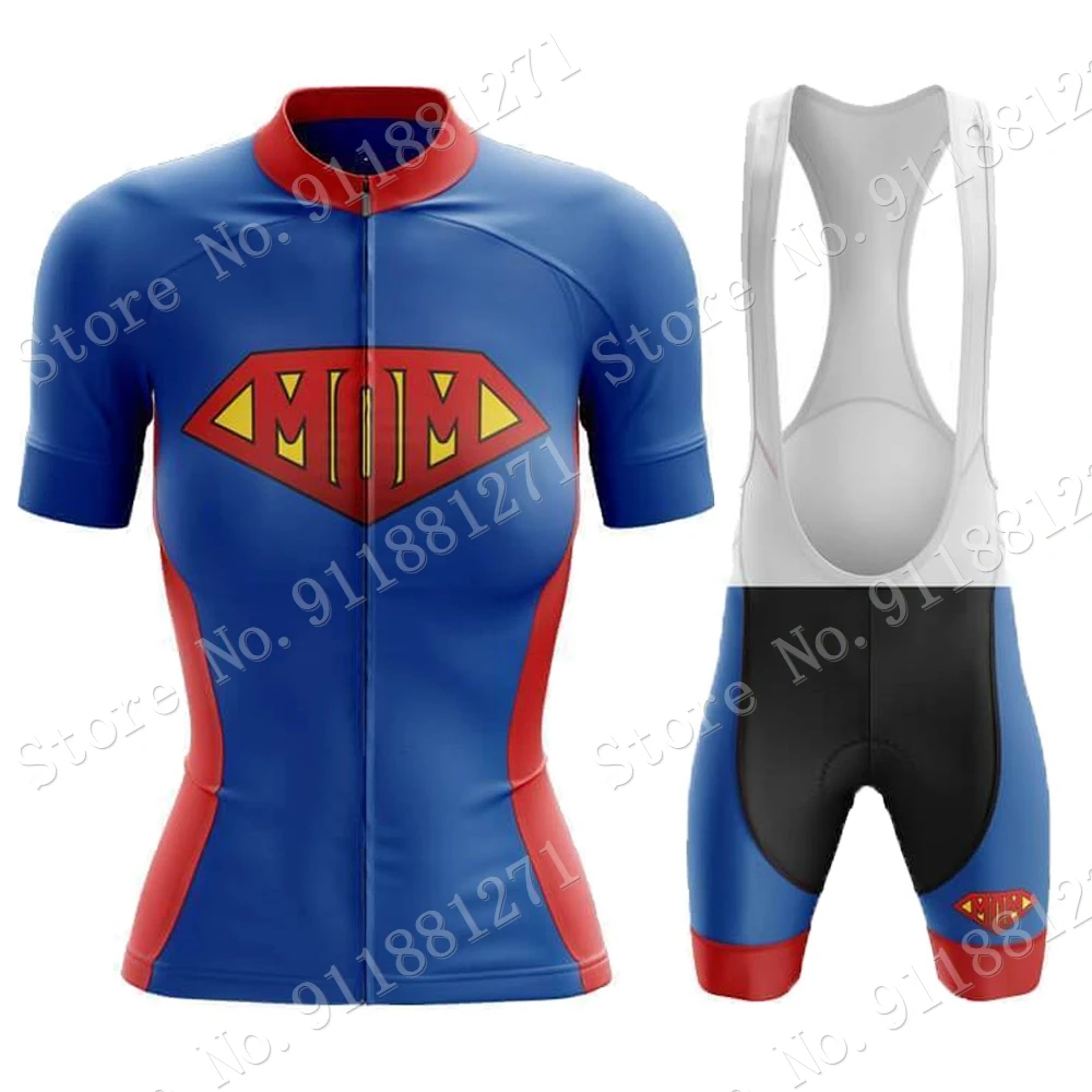 2021 Super Mom Cycling Jersey Set Summer Women Cycling Clothing Road Bike Mountain Bicycle Shirt Bib Shorts MTB Maillot Culotte