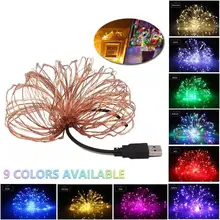 USB LED Light Garland Copper Silver Wire Fairy Lights Lamp Waterproof Battery Powered For Christmas Wedding Decoration Indoor