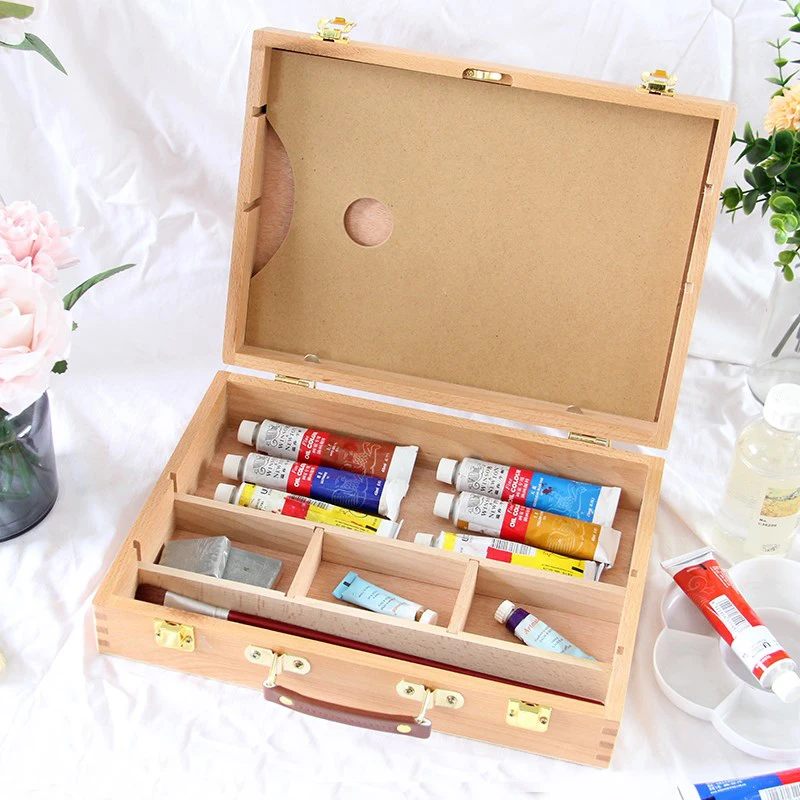 Sketch Easel Wooden Easel Wood Table Easel Oil Paint Suitcase Artist Wooden Table Box Easel Painting Box Portable Desktop Sketch Painting Hardware Art Supplies Gift Kids