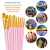 20pcs Pink Paint Brushes Set Round Pointed Tip Paintbrushes Nylon Hair Artist Acrylic Paint Brushes for Acrylic Oil Watercolor 5