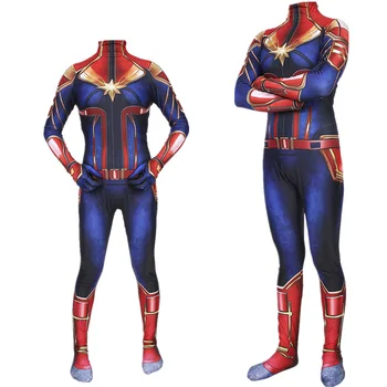 

New The Avengers Alliance 4 Captain Marvel cos Adult Children Halloween Cosplay costumes parent-child Tights costume L102