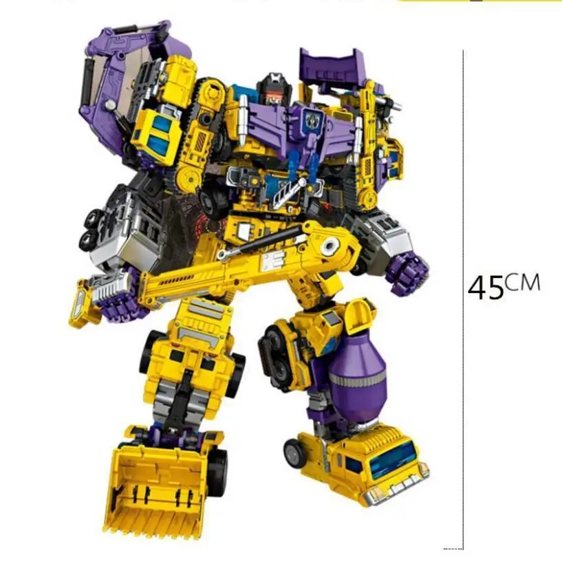 

6 IN 1 New NBK Devastator Transformation Toys Robot Car KO G1 Excavator Crane Model Yellow ver