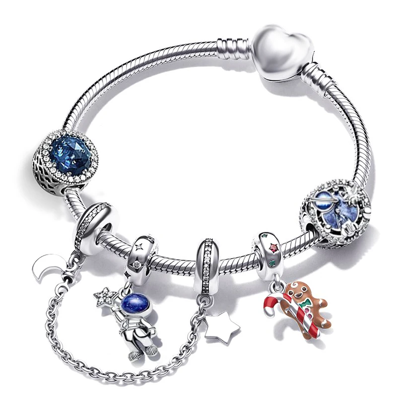 BAOPON Antique Crystal Heart Charm Bracelet With Murano Glass Beads Bracelet for Women Valentine's Day Gift Jewelry
