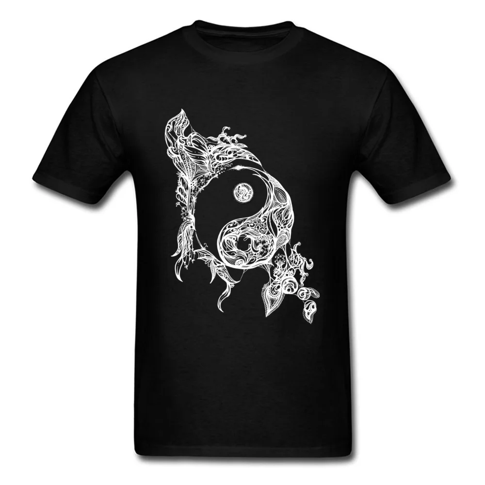 Zen Doodle Tshirt Yin Yang T Shirt Men T-Shirt Casual Summer/Fall Tops Tees Crewneck Clothes Black White Cotton Fabric |