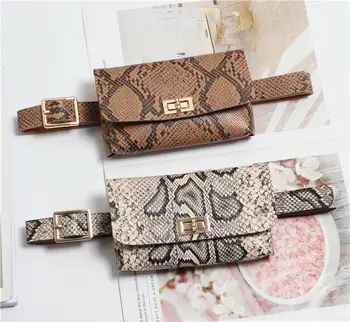 

Fashion snake skin belt bag women's mini waist bag PU leather leisure travel fanny pack