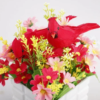 

12pcs Artificial Birds Artificial Red Clip-on Cardinals Birds Christmas