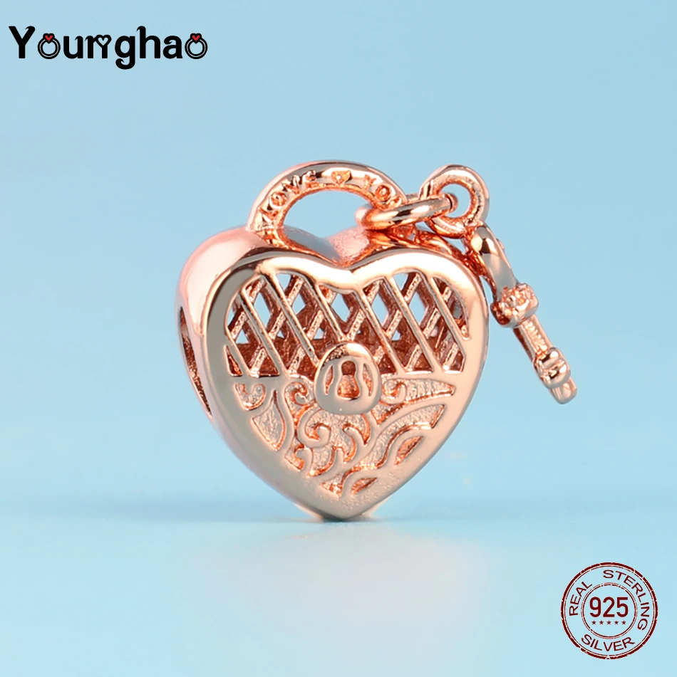 t-bd-2777-rosegold Younghao Настоящее 925 пробы Серебряное кольцо Сумочка поросенок Кролик Форма Pulsera милые животные Бусины Подходит Pandora браслет хорошее ювелирное изделие - Цвет: t-bd-2777-rosegold