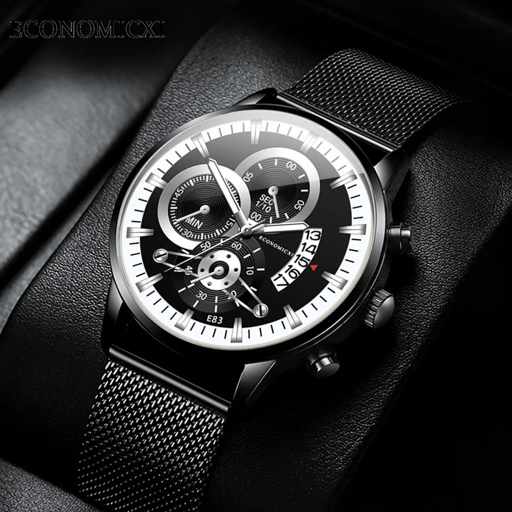 Модные брендовые мужские часы, аналоговые кварцевые повседневные деловые мужские сетчатые наручные часы со стальным ремешком, часы Relogio Masculino, роскошный подарок