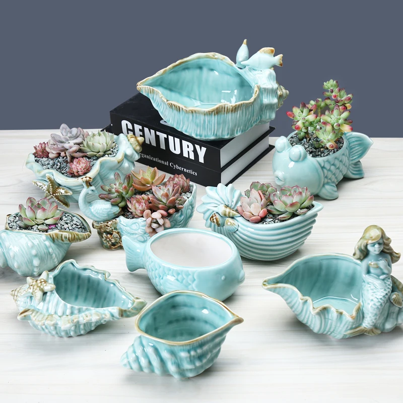 

Succulent Green Plant Potted Gardening Ceramic Flower Pot Cartoon Living Room Office Desktop Flower Pot Flower Pot pot plants